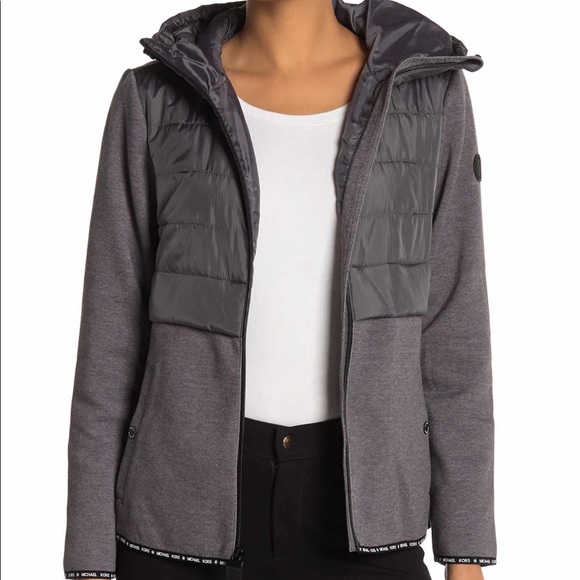 NWT Michael Kors Hooded Quilted Knit Zip Jacket - Picture 3 of 6